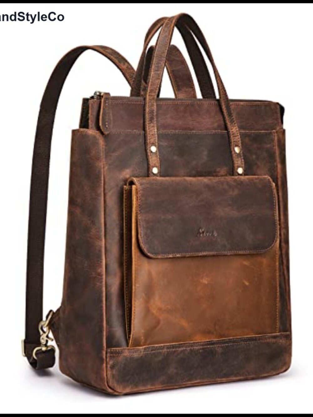 Genuine Leather Backpack Purse Fits 14" Laptop Travel Daypack